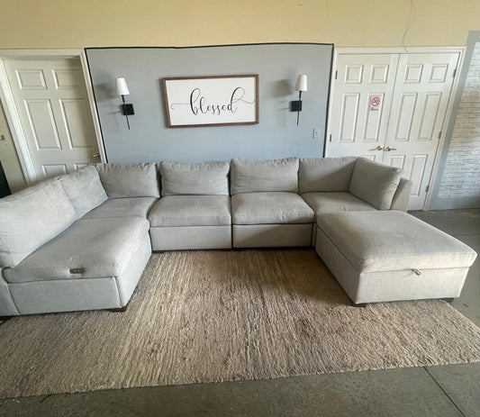 Thomasville Rockford 6-piece Fabric Modular Sectional with 2 Power Footrests