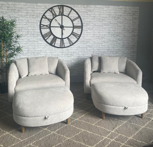 Thomasville Dillard Accent Chair with Storage Ottoman